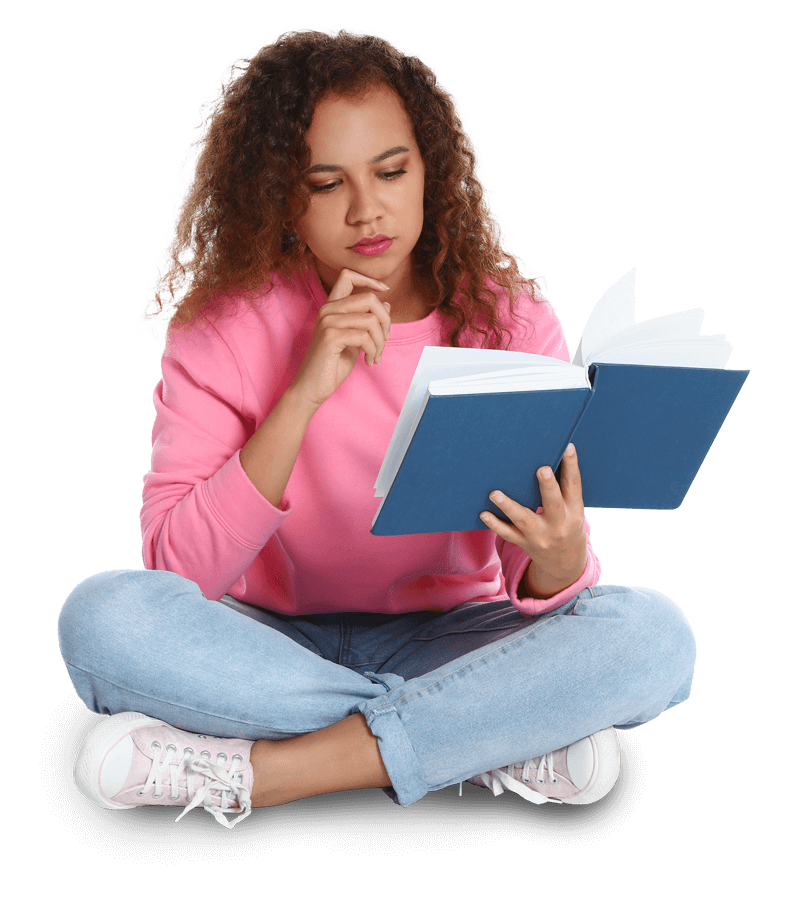 Teen girl reading a book