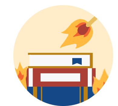 Books on fire