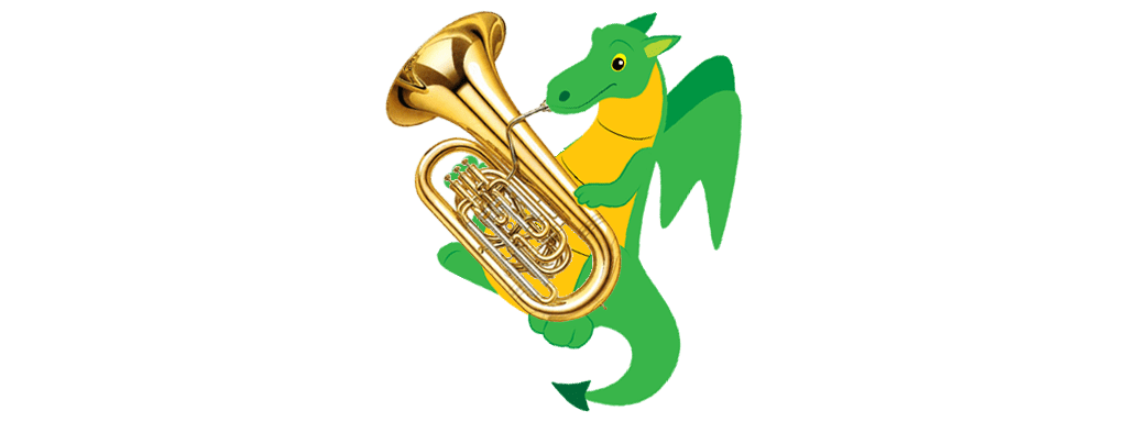 Dragon playing a Tuba
