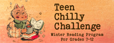 Teen Chilly Challenge cat reading a book logo