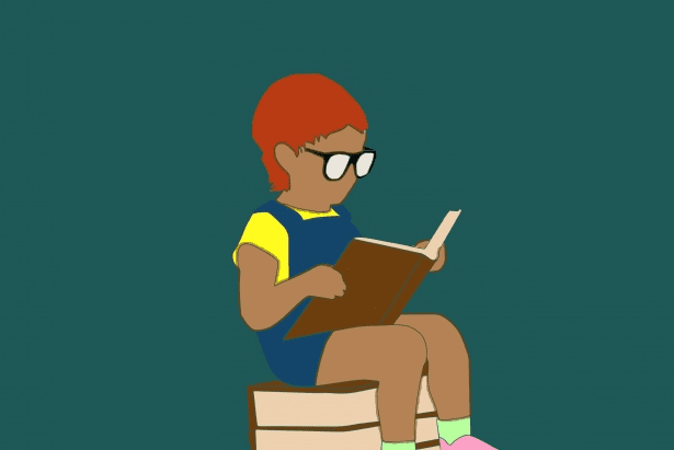 kid reading a book