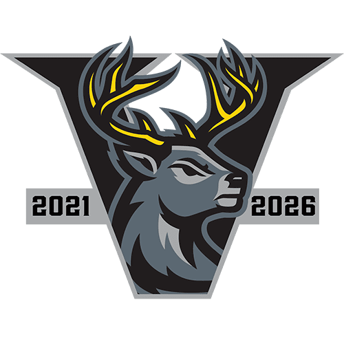 Iowa Heartlanders Hockey Team logo - a dear with antlers over a V and the dates 2021-2026
