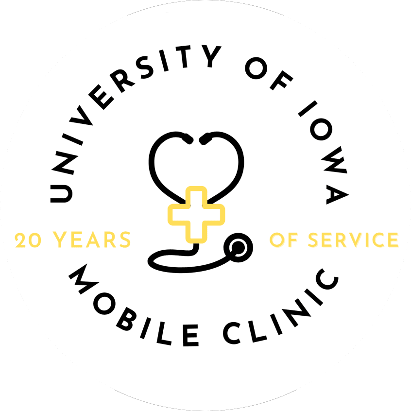 University of Iowa Mobile Clinic - 20 years of service (logo)