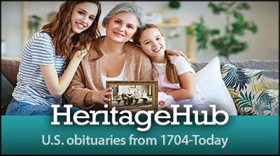 HeritageHub U.S. obituaries from 1704-Today.