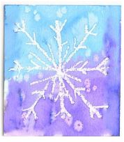 Salt and watercolor process art - snowflake