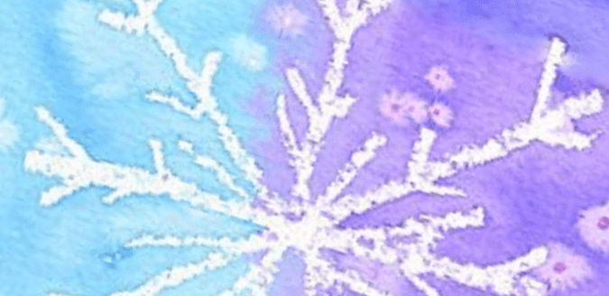 salt and watercolor process art - snowflake