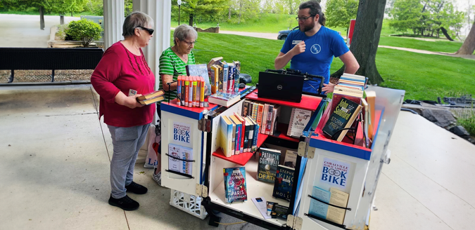 Coralville Public Library Book Bike visit to Brown Deer Place