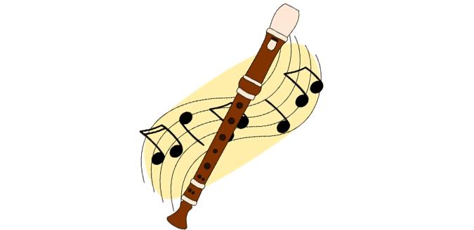 recorder and music notes