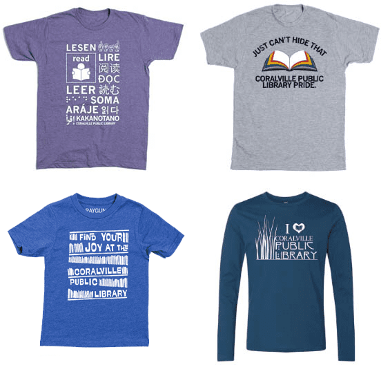Coralville Public Library Foundation Store Raygun t-shirt designs