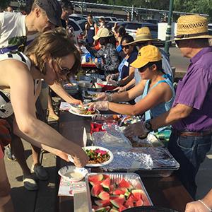 Serving line at a free community meal