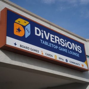 Diversions Tabletop Game Lounge sign